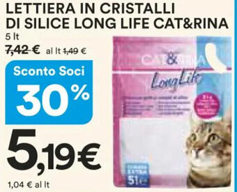 Ipercoop LETTIERA IN CRISTALLI DI SILICE LONG LIFE CAT&RINA 5 lt. offerta