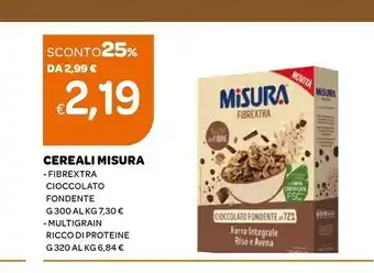 Ekom Misura Fibrextra Cioccolato Fondente Al 72% Farro Integrale Riso E Avena 300 G(ml) offerta