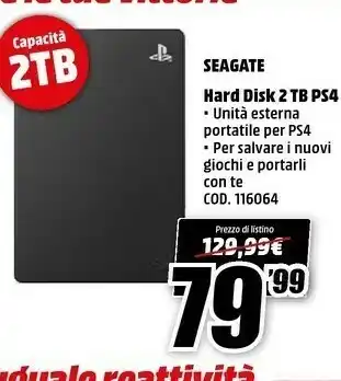 MediaWorld Seagate Hard Disk 2 Tb offerta