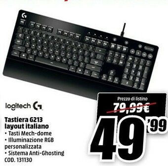 MediaWorld Logitech Tastiera G213 Layout Italiano offerta