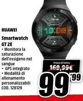 MediaWorld Huawei WATCH GT 2e 3,53 Cm (1.39") AMOLED Nero GPS (satellitare) offerta