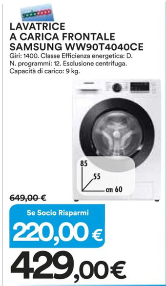 Ipercoop LAVATRICE A CARICA FRONTALE SAMSUNG WW90T4040CE offerta