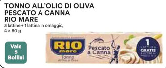 TONNO ALL'OLIO DI OLIVA PESCATO A CANNA RIO MARE 4 x 80 g