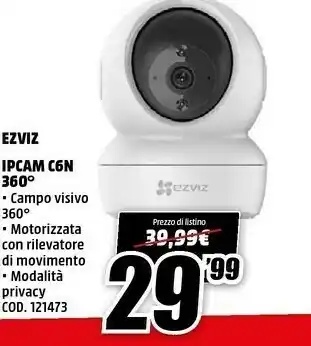 Ezviz C6N Telecamera Wi-Fi Motorizzata Per Interno Con Vista A 360°
