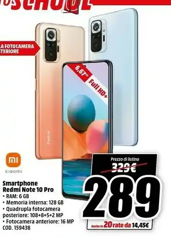 MediaWorld Xiaomi Smartphone Redmi Note 10 Pro offerta