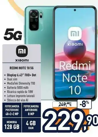 Unieuro Xiaomi Redmi Note 10 5G offerta