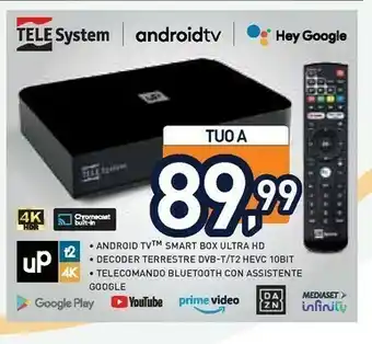 Unieuro Tele System Decoder Terrestre DVB-T/T2 HEVC 10BIT offerta