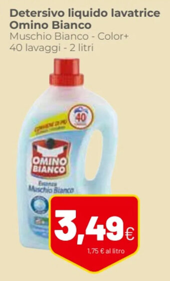 Coop Detersivo liquido lavatrice Omino Bianco Muschio Bianco - Color+ 40 lavaggi - 2 litri offerta