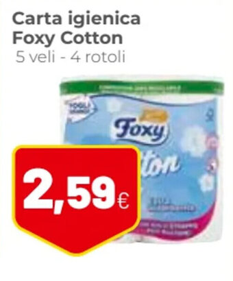 Coop Carta igienica Foxy Cotton 5 veli - 4 rotoli offerta