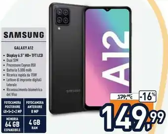 Unieuro Samsung Galaxy A12 SM-A127F 16,5 Cm (6.5") Doppia SIM 4G USB Tipo-C 4 GB 64 GB 5000 MAh Blu offerta