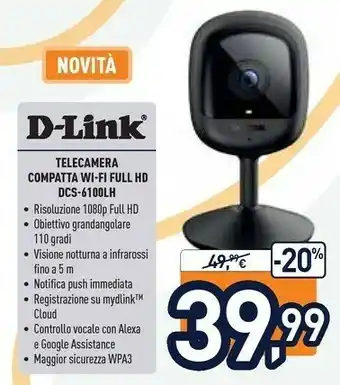 D-Link DCS-6100LH Telecamera Di Sorveglianza Telecamera A Sensore Interno Soffitto/Parete/scrivania 1920 X 1080 Pixel