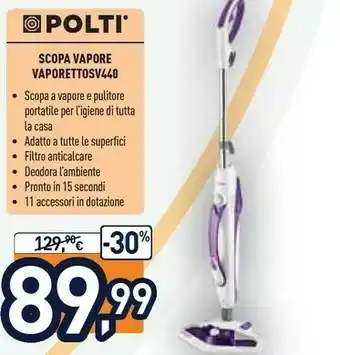 Unieuro Polti Scopa Vapore Vaporetto SV440 offerta
