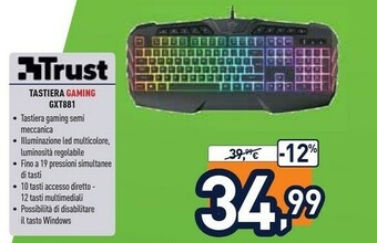 Unieuro Trust GXT 881 ODYSS Tastiera USB Tedesco Nero offerta