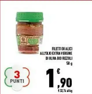 Conad Rizzoli Filetti Di Alici All'olio Extra Vergine Di Oliva Bio 58 G offerta