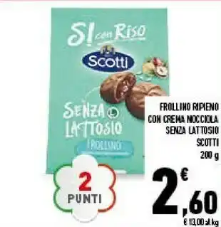Conad Riso Scotti - S! Con Riso Frollino Ripieno Di Crema Alla Nocciola 200 G(ml) offerta