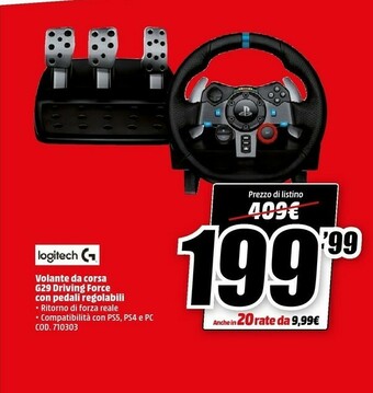 MediaWorld Logitech Volante Da Corsa G29 Driving Force Con Pedali Regolabili offerta