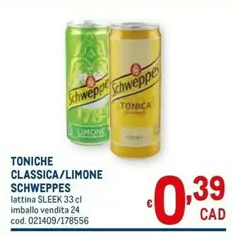 Metro Schweppes Toniche Classica offerta