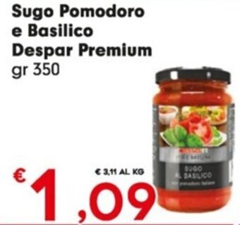 Despar Sugo Pomodoro e Basilico Despar Premium gr 350 offerta