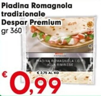 Despar Piadina Romagnola tradizionale Despar Premium gr 360 offerta