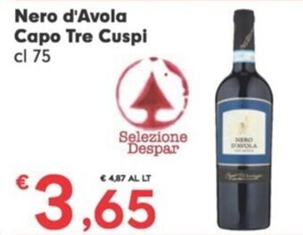 Despar Nero d'Avola Capo Tre Cuspi cl 75 offerta