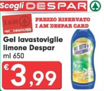 Despar Gel lavastoviglie limone Despar ml 650 offerta