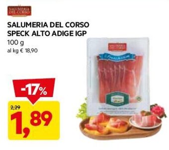 DPiù SALUMERIA DEL CORSO SPECK ALTO ADIGE IGP 100 g offerta