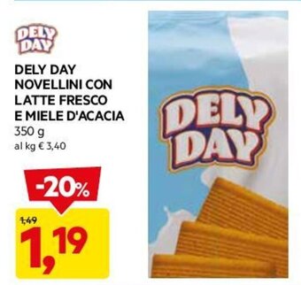 DPiù DELY DAY NOVELLINI CON LATTE FRESCO E MIELE D'ACACIA 350 g offerta