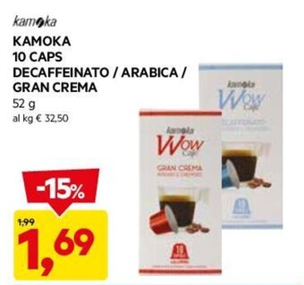 DPiù KAMOKA 10 CAPS DECAFFEINATO / ARABICA / GRAN CREMA 52 g offerta