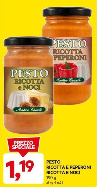 DPiù PESTO RICOTTA E PEPERONI RICOTTA E NOCI 190 g offerta