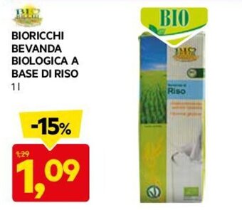 DPiù BIORICCHI BEVANDA BIOLOGICA A BASE DI RISO 1 l offerta