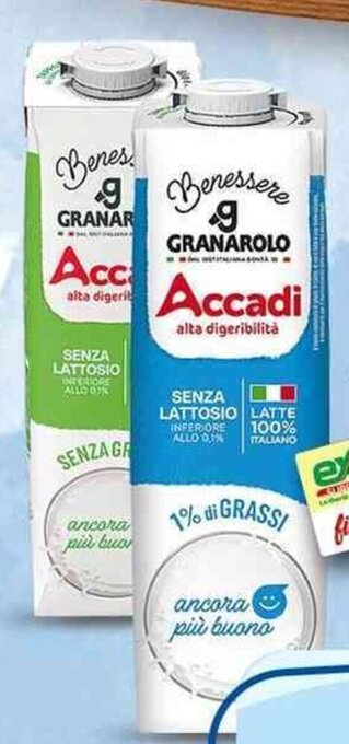 Extra Supermercati Granarolo Accadì LATTE ad ALTA DIGERIBILITÀ senza grassi/1% di grassi 1 Litro offerta