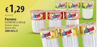 Extra Supermercati Ferrero ESTATHÈ in Brick limone / pesca limone zero 200 ml x 3 offerta