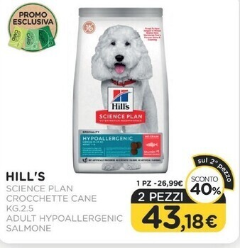 Arcaplanet Hill's science plan crocchette cane kg.2.5 adult hypoallergenic salmone offerta
