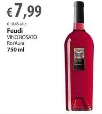 Extra Supermercati Feudi VINO ROSATO Ros'Aura 750 ml offerta