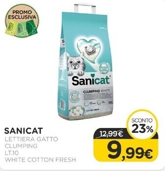 Arcaplanet Sanicat lettiera gatto clumping lt.10 white cotton fresh offerta