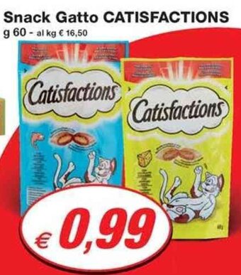 Prix Quality Snack Gatto CATISFACTIONS g 60 offerta