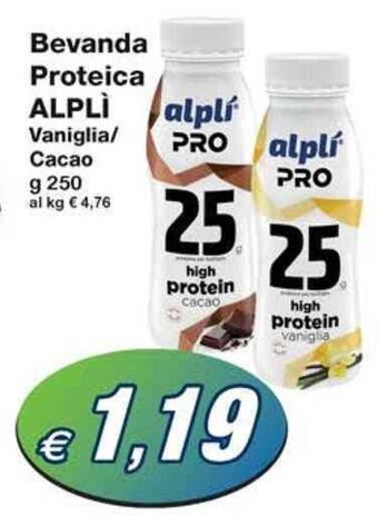 Prix Quality Bevanda Proteica ALPLÌ Vaniglia/ Cacao g 250 offerta