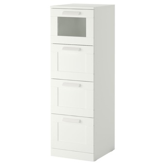 IKEA Brimnes cassettiera con 4 cassetti, bianco/vetro smerigliato, 39x124 cm offerta