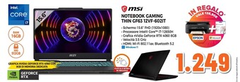 Expert Msi notebook gaming thin gf63 12vf-602it offerta