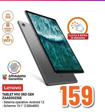 Expert Lenovo tab m10 gen 3 10.1 fhd 3gb 32gb wifi offerta