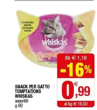 Iperal Whiskas Snack Per Gatto Temptations 60 G offerta