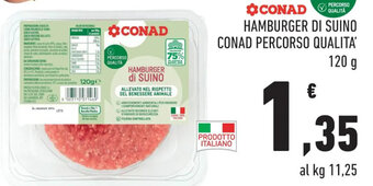 Conad HAMBURGER DI SUINO CONAD PERCORSO QUALITA 120 g offerta