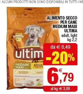 Iperal Ultima Alimento Secco Per Cane Medium Maxi Adult/ Light offerta