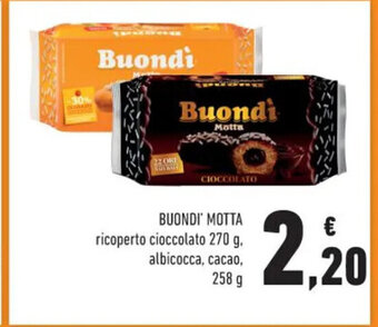 Conad BUONDI' MOTTA ricoperto cioccolato 270 g. albicocca, cacao, 258 g offerta