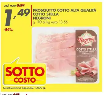Italmark Negroni Cotto Stella Prosciutto Cotto Alta Qualità offerta