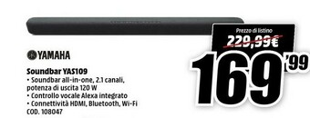Yamaha YAS-109 2.1 Canali 120 W Nero