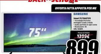 MediaWorld Samsung Smart Tv 75au7170 offerta