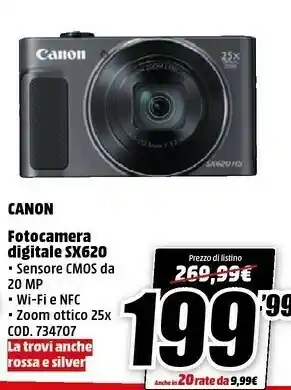 MediaWorld Canon Fotocamera Digitale Sx620 offerta