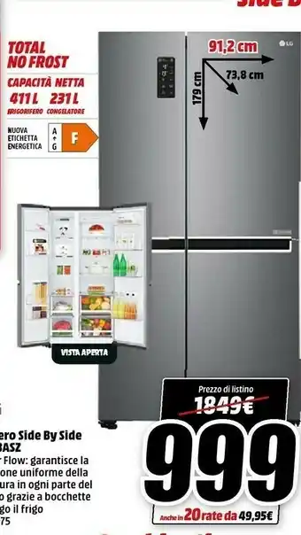 MediaWorld LG GSB470BASZ Frigorifero Side-by-side Libera Installazione 613 L F Grafite offerta