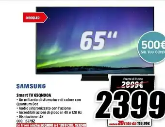 MediaWorld Samsung Smart Tv 65QN90A offerta
